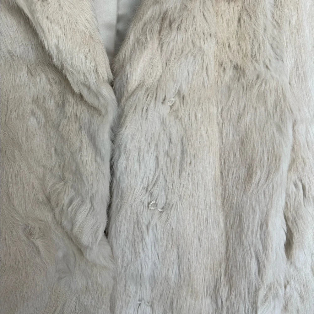 Theory Cream Rabbit Fur Vintage Coat size M - Picture 3 of 5